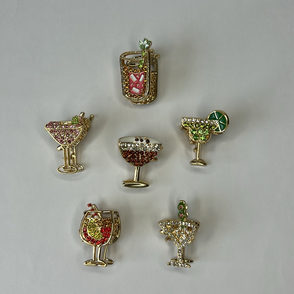 piper•k Cocktail Martini Margarita Mini Hair Claw Clips NWOT